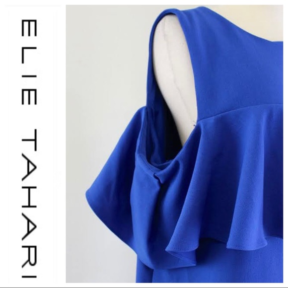 💕SALE Tahari ASL Ruffled Cold Shoulder Mini Dress - Picture 11 of 16